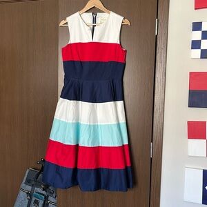 kate spade Red White and Blue Fit & Flare Corley - size 10 - pockets